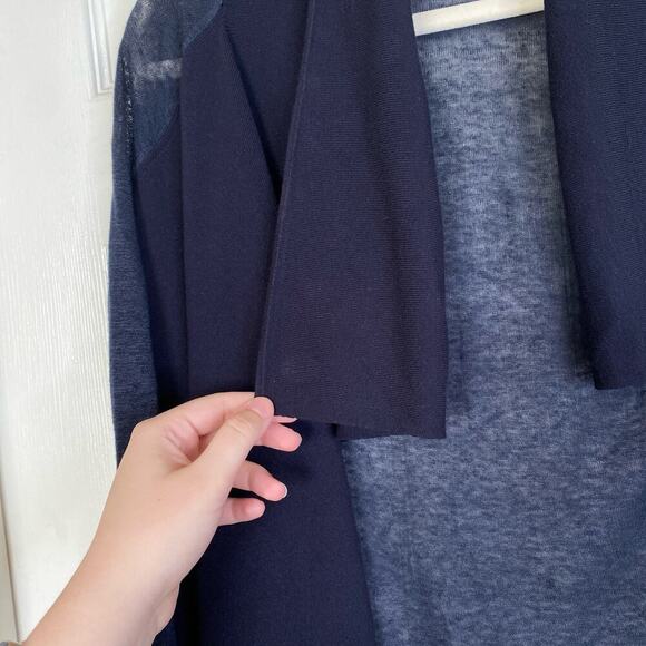 THEORY Navy Blue Draped Collar Cardigan Size Extra Small Basic Capsule Staple - Picture 4 of 6